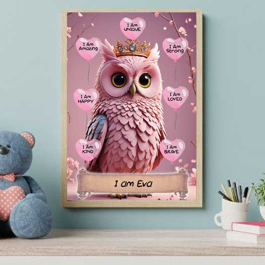 Positive Affirmation Personalised I Am Amazing Prints- OWL