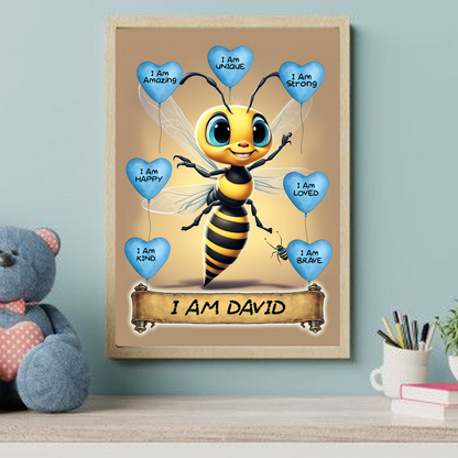 Positive Affirmation Personalised I Am Amazing Prints- Bee