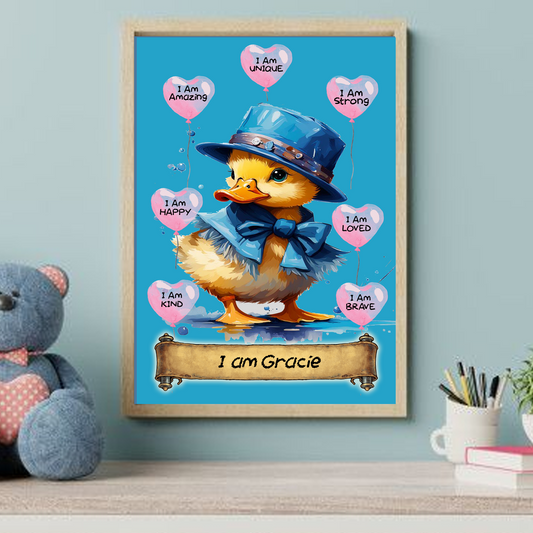 Positive Affirmation Personalised I Am Amazing Prints -Duck