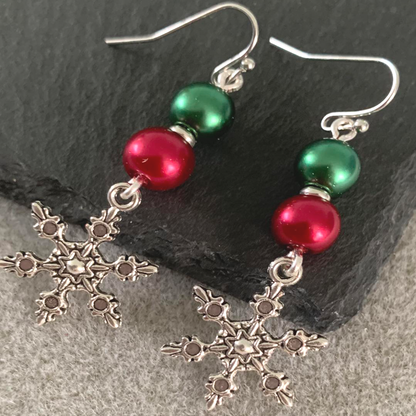 Christmas Frosted Snowflake Earrings