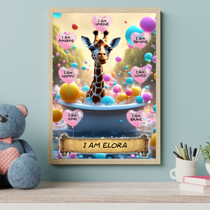 Positive Affirmation Personalised I Am Amazing Prints-Giraffe