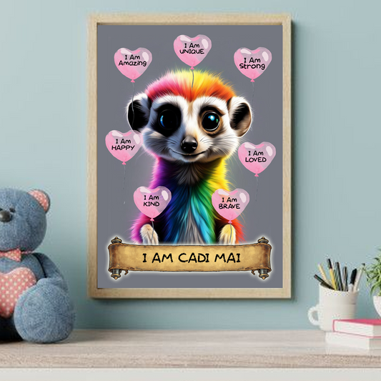 Positive Affirmation Personalised I Am Amazing Prints-meerkat