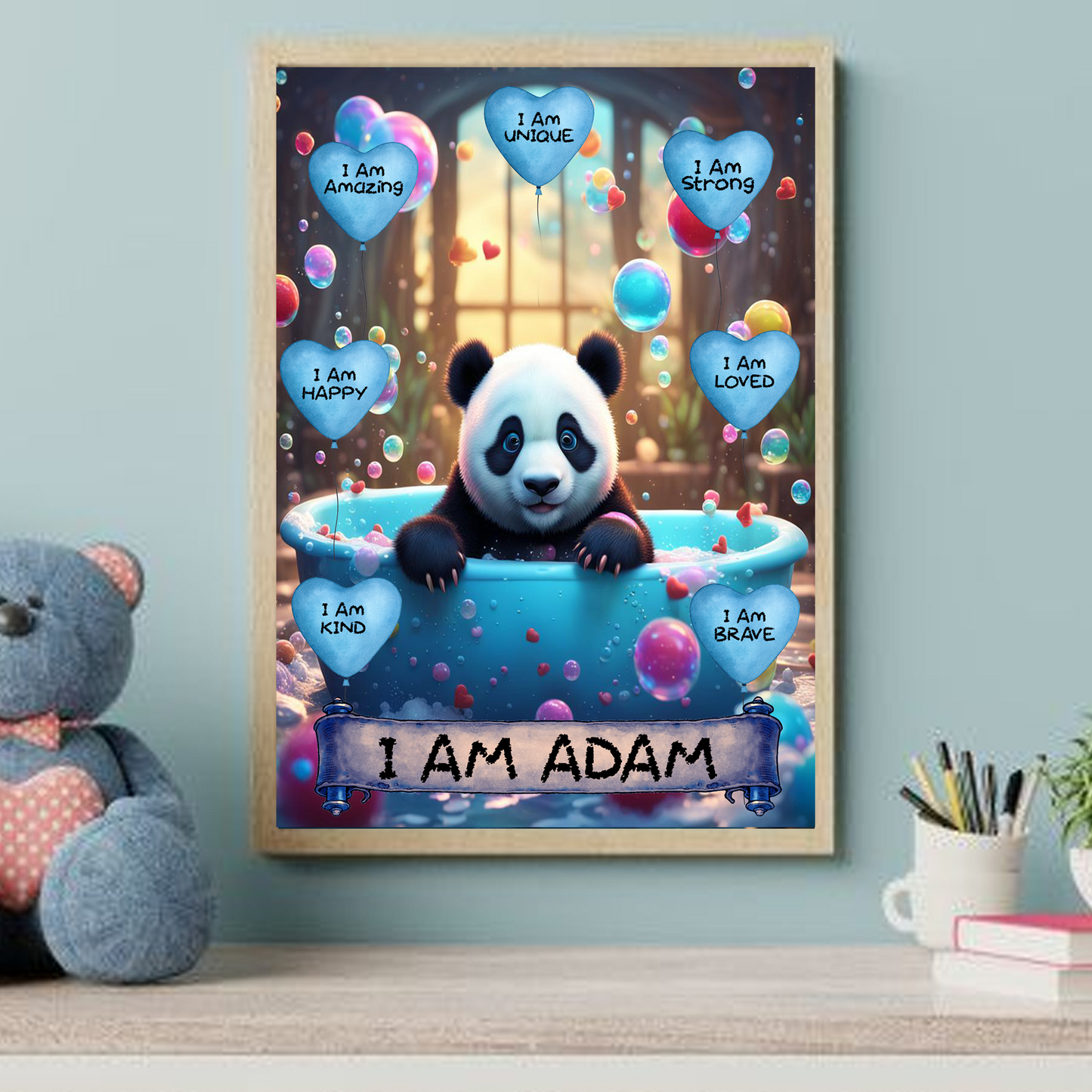 Positive Affirmation Personalised I Am Amazing Prints-Panda