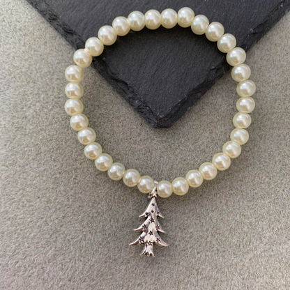 Glass Pearl Stretch Christmas Bracelets