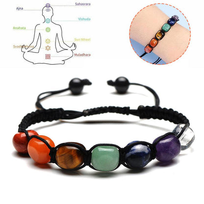 Seven Chakras  Stone Braided Bracelet