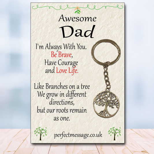 Dad Tree Of Life keyring Inspirational Gift