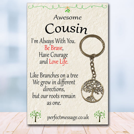 Cousin Tree Of Life keyring Inspirational Gift