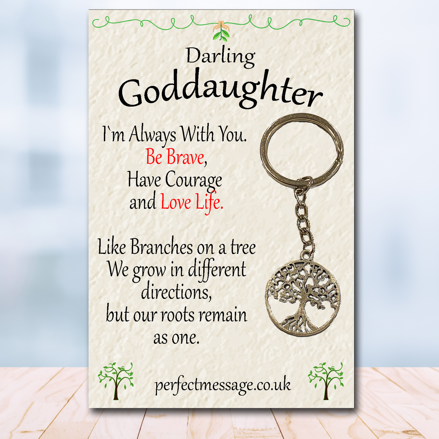 Goddaughter Tree Of Life keyring Inspirational Gift