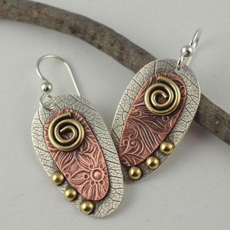 Boho Swirl Shield Earrings