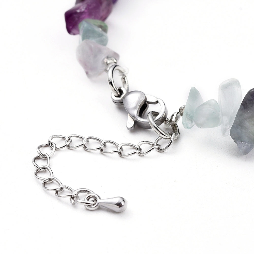 Natural Fluorite Chip Beaded Bracelet