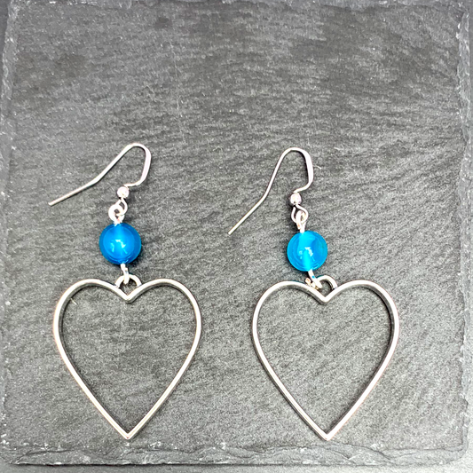 Sky Blue Big heart Earrings