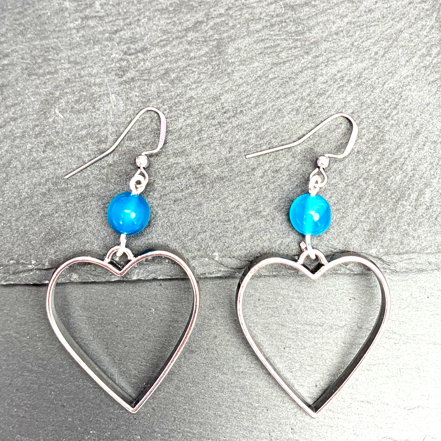 Sky Blue Big heart Earrings