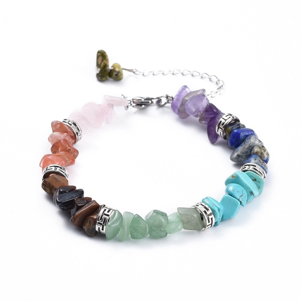 Chakra Bracelet with Stone Tip Extender Chain