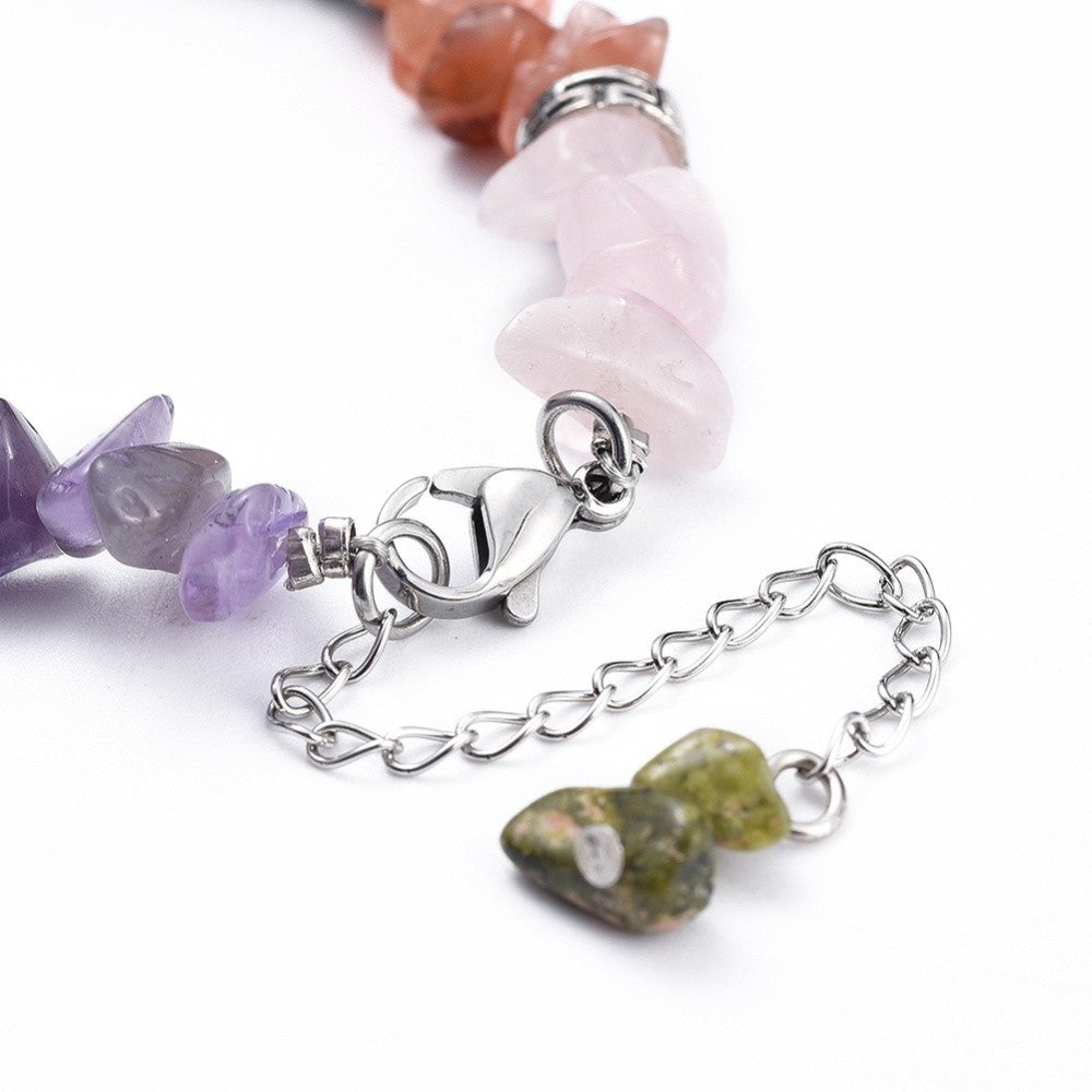 Chakra Bracelet with Stone Tip Extender Chain