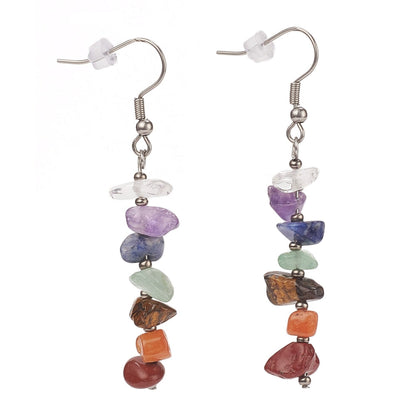 Chakra Natural Gemstone Dangle Earrings