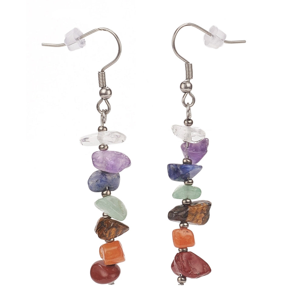 Chakra Natural Gemstone Dangle Earrings