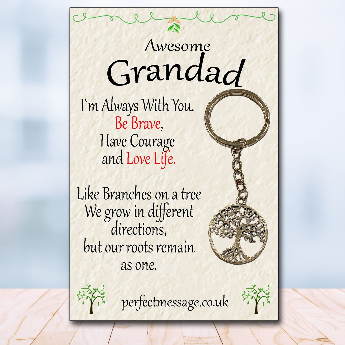 Grandad Tree Of Life Keyring Inspirational Gift