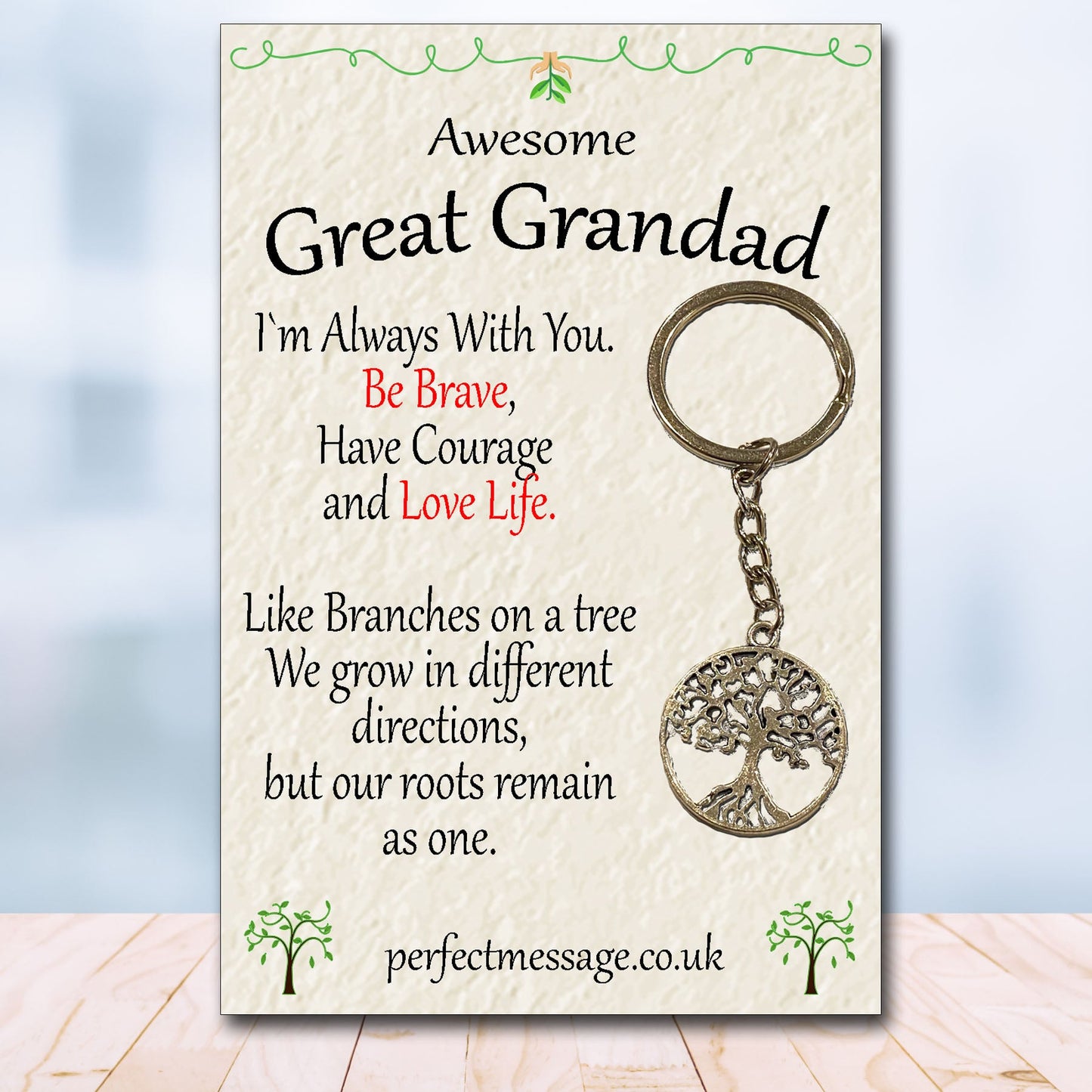 Great Grandad Tree Of Life keyring, Great Grandad Inspirational Gift