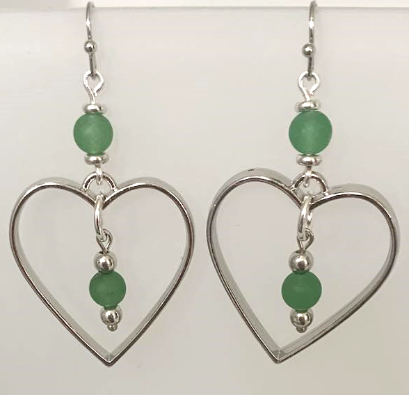 Green Fashion Heart Earrings