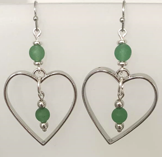 Green Fashion Heart Earrings