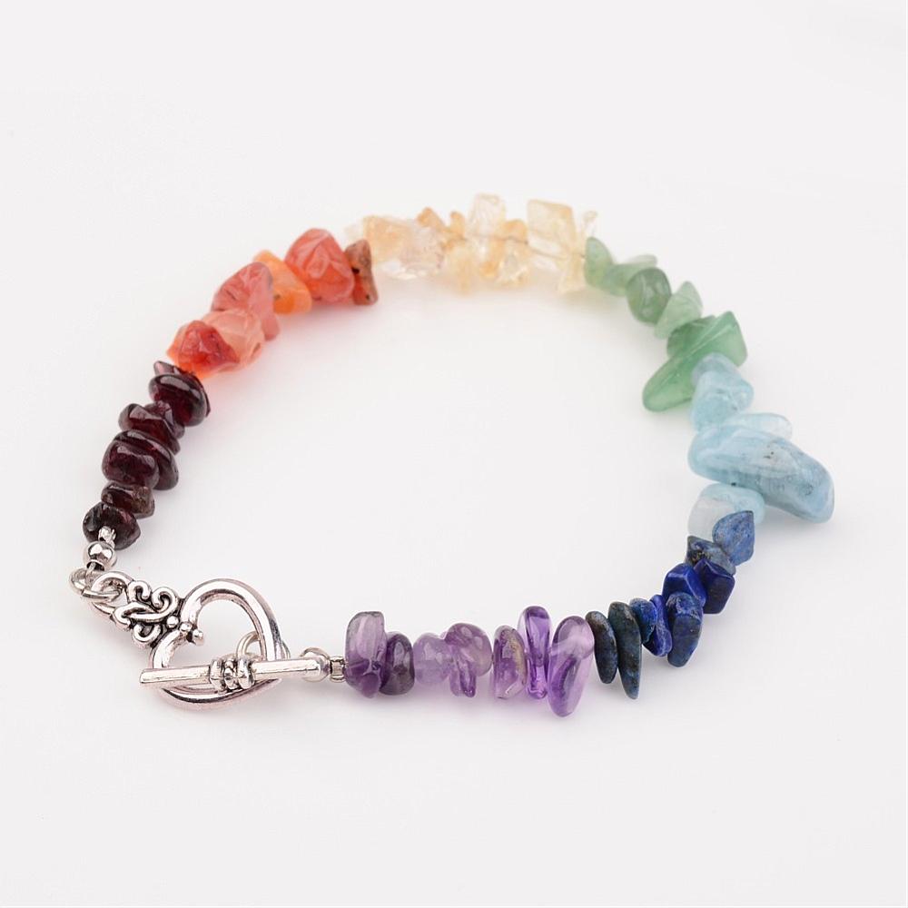 Chakra Bracelet With Heart and Toggle Clasp