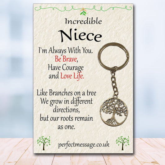 Niece Tree Of Life keyring, Niece Inspirational Gift