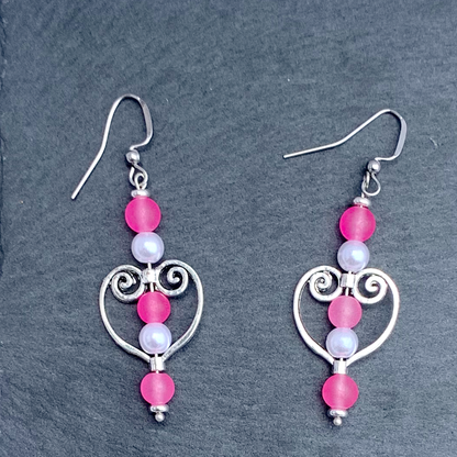 Flossy Pink Dangle Earrings