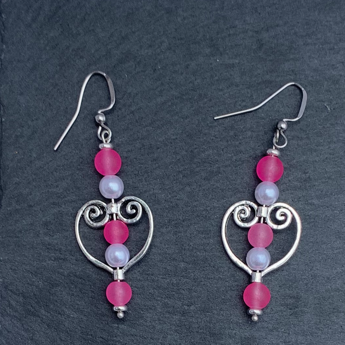 Flossy Pink Dangle Earrings