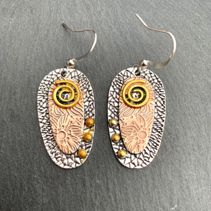 Boho Swirl Shield Earrings