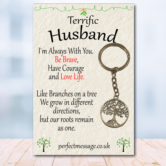 Terrific Husband Tree Of Life keyring Inspirational Gift